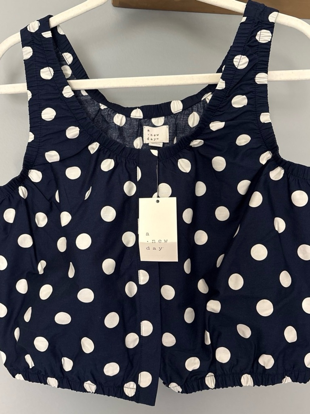 a new day Navy and White Polka Dot Tank Dress